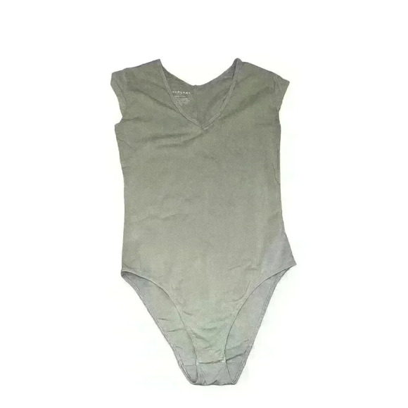 Everlane Light Green Short Sleeve V Neck Bodysuit Size Small - Picture 1 of 6